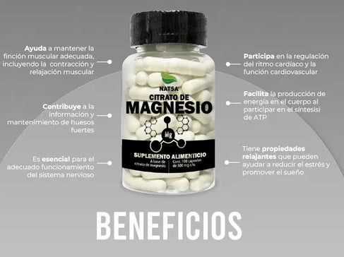 Citrato De Magnesio 100 Cápsulas